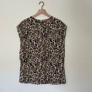 TORY BURCH Silk Animal Print Sleeveless Top